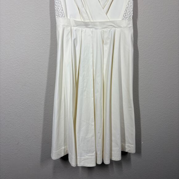 Collette Dinnigan Anthropologie Size 6 Pleated Trellis Fit & Flare Dress White - Picture 6 of 14